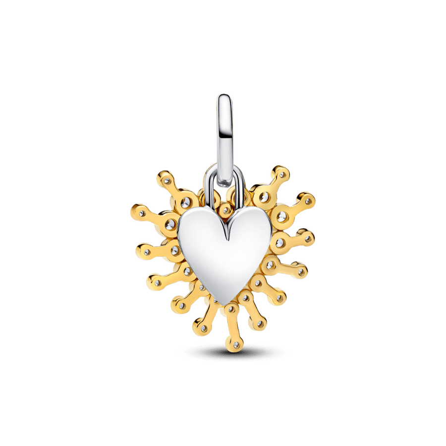 Dvigubas kabantis karoliukas „Spinduliuojanti širdis“ - Pandora Lietuva