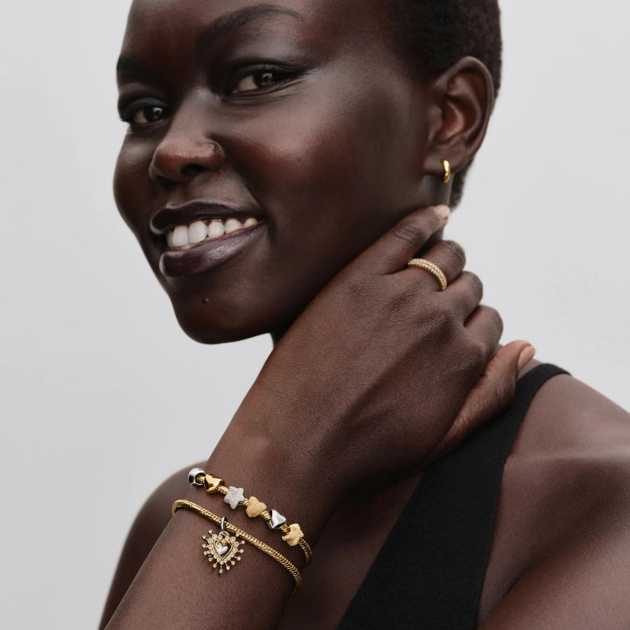 Dvigubas kabantis karoliukas „Spinduliuojanti širdis“ - Pandora Lietuva