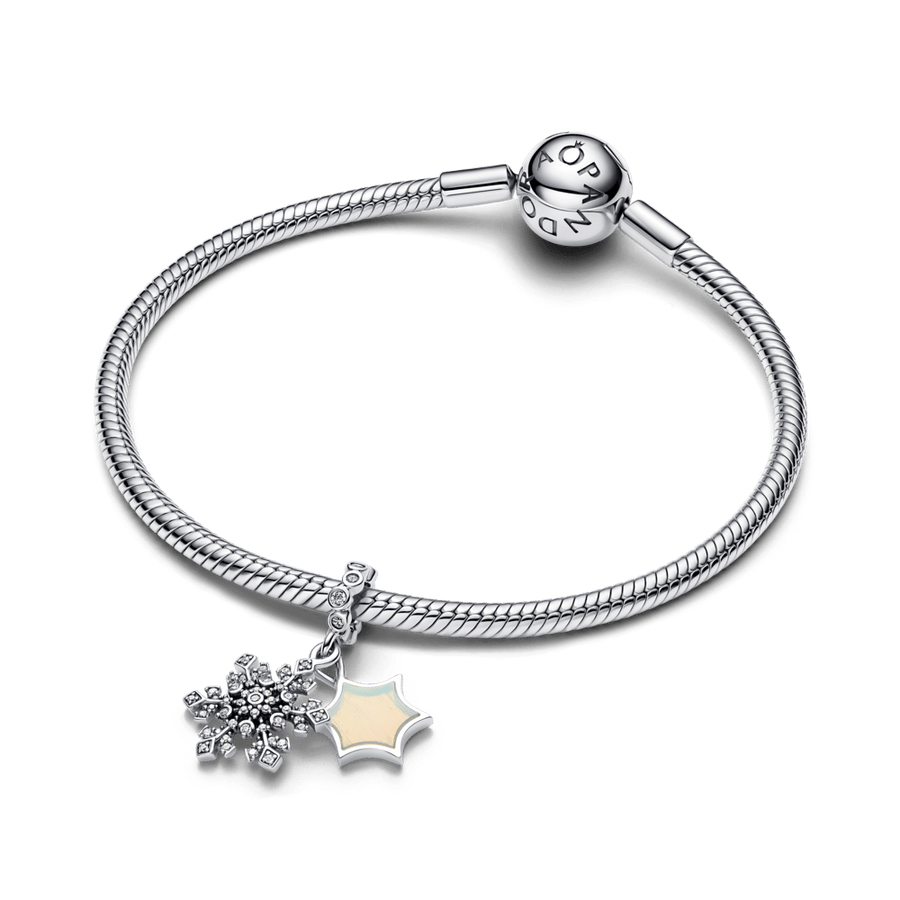 Dvigubas kabantis opalinis karoliukas „Snaigė“ - Pandora Lietuva