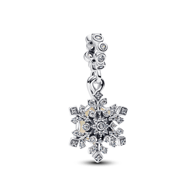 Dvigubas kabantis opalinis karoliukas „Snaigė“ - Pandora Lietuva