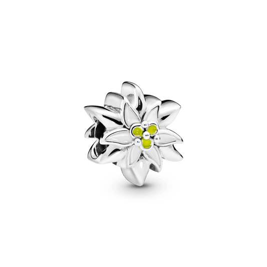 Edelweiss sterling silver charm with white and yellow enamel - Pandora Lietuva
