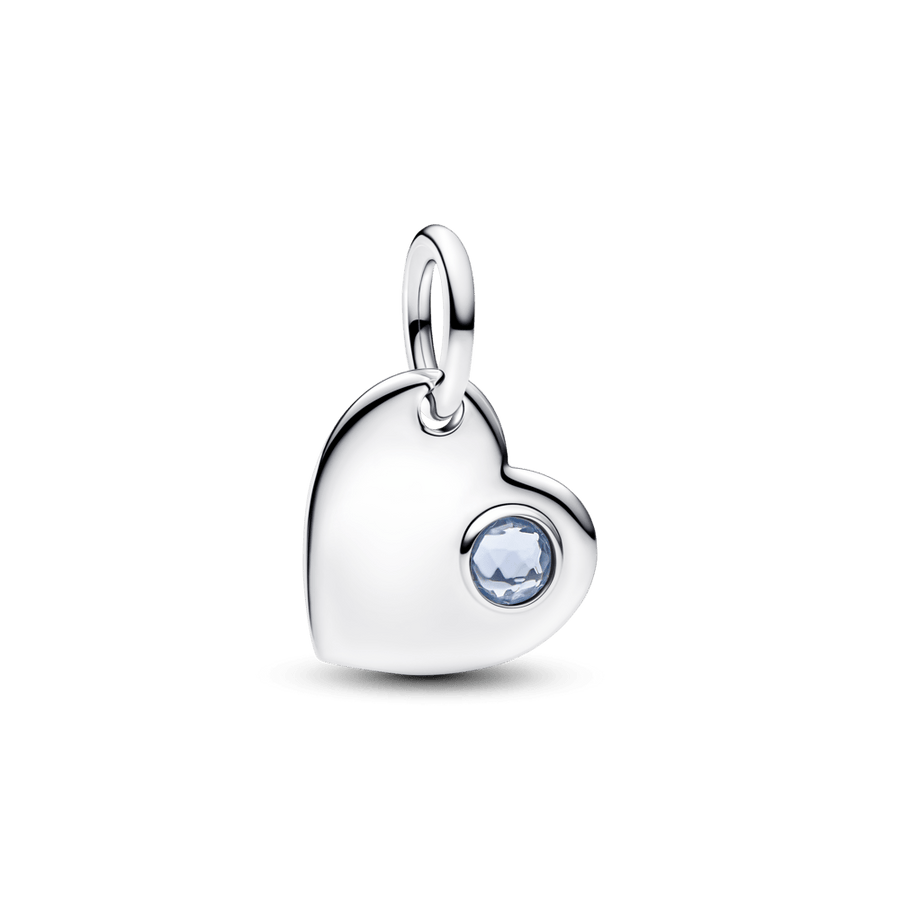 Graviruojamas kabantis širdies karoliukas su žalsvai melsvu akmenėliu - Pandora Lietuva