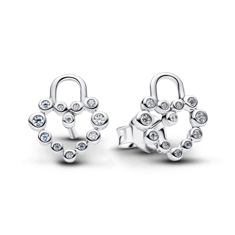 Įsmeigiami auskarai „Spindinti širdies formos spynelė“ - Pandora Lietuva