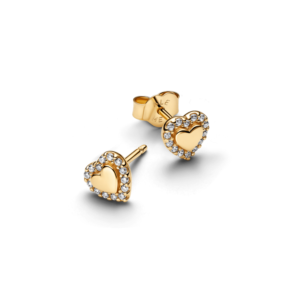 Įsmeigiami auskarai su širdies formos aureole - Pandora Lietuva