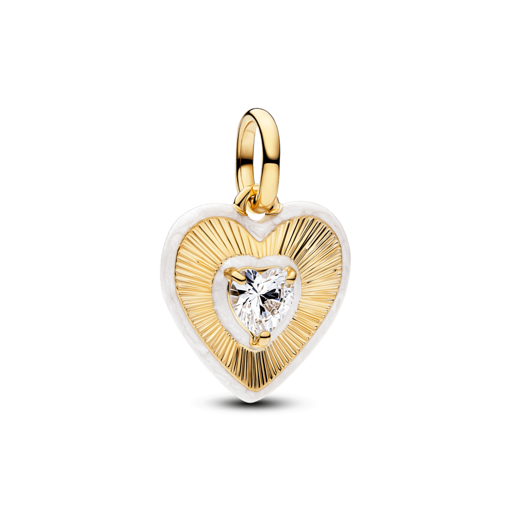 Karoliukas su medalionu „Spinduliuojanti balta širdis“ - Pandora Lietuva