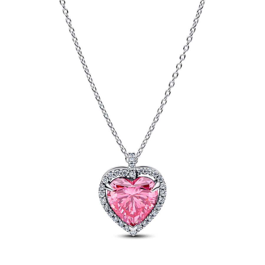 Koljė vėrinys su rožinės širdies formos aureole - Pandora Lietuva