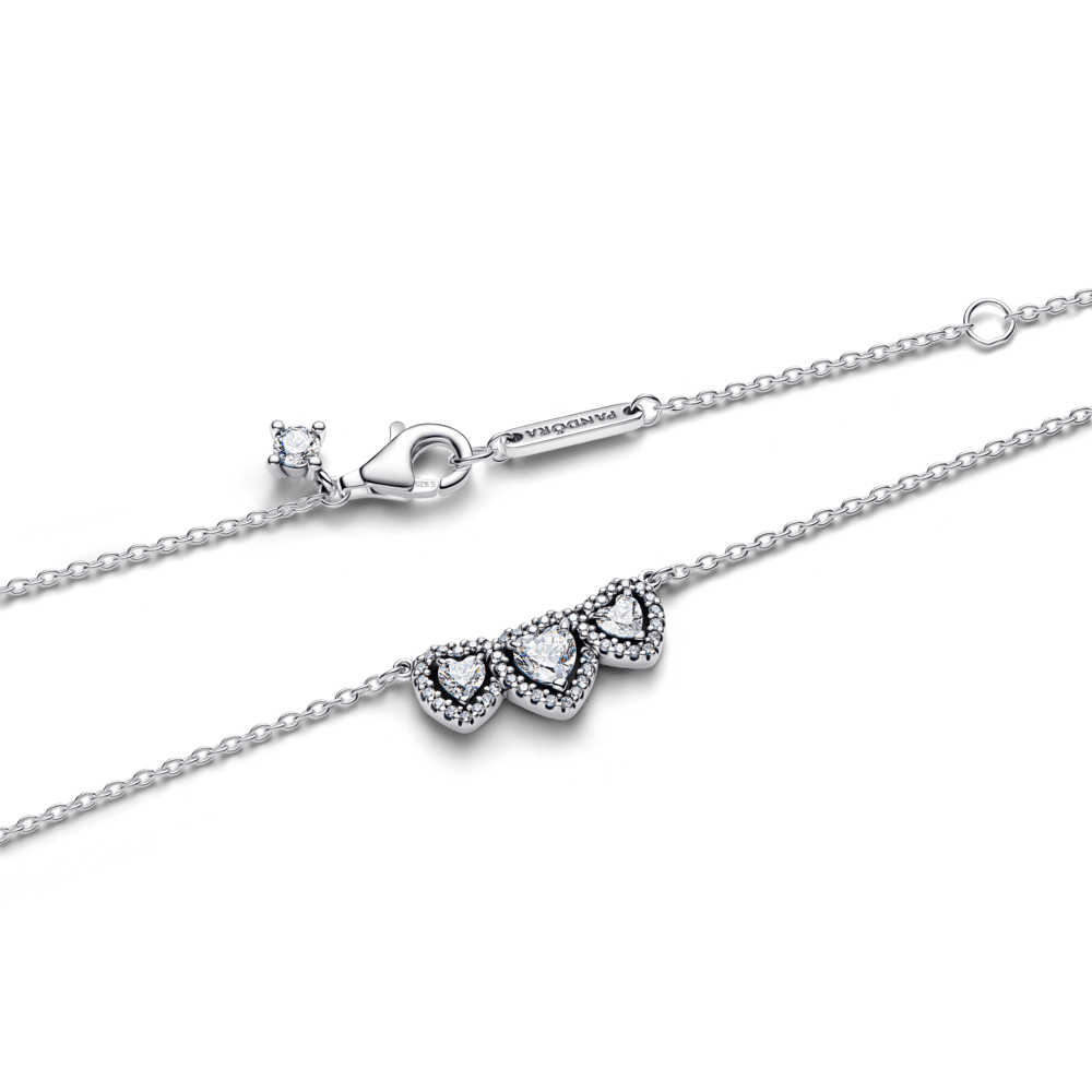 Koljė vėrinys su trimis širdies formos aureolėmis - Pandora Lietuva