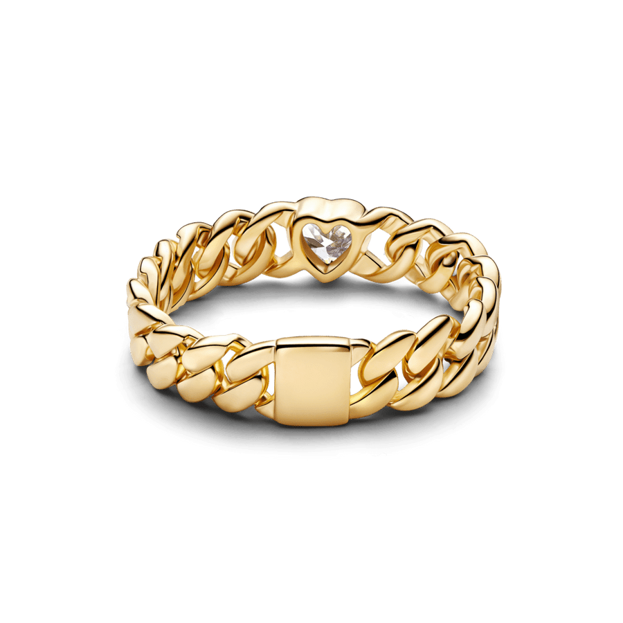 Kubos tipo grandinėlės žiedas su širdimi - Pandora Lietuva