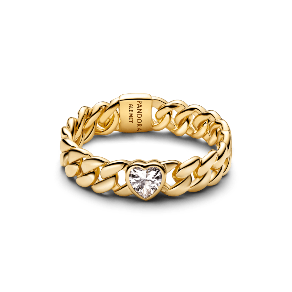 Kubos tipo grandinėlės žiedas su širdimi - Pandora Lietuva