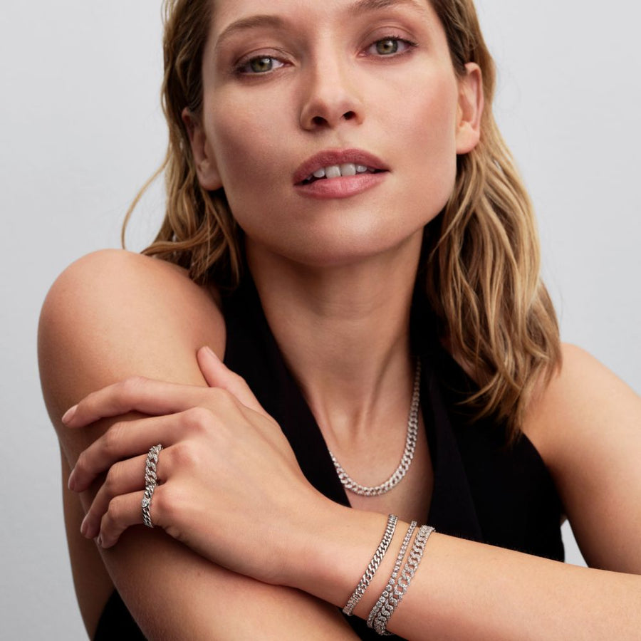 Kubos tipo grandinėlės žiedas su širdimi - Pandora Lietuva