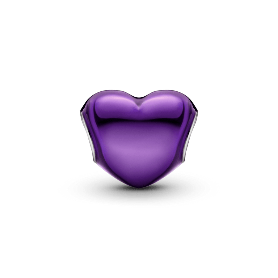 Metalinis violetinis širdelės karoliukas - Pandora Lietuva