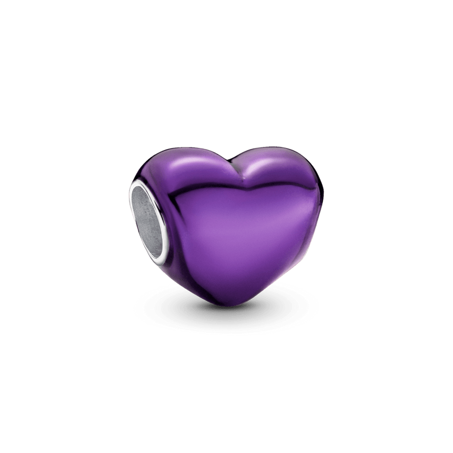 Metalinis violetinis širdelės karoliukas - Pandora Lietuva