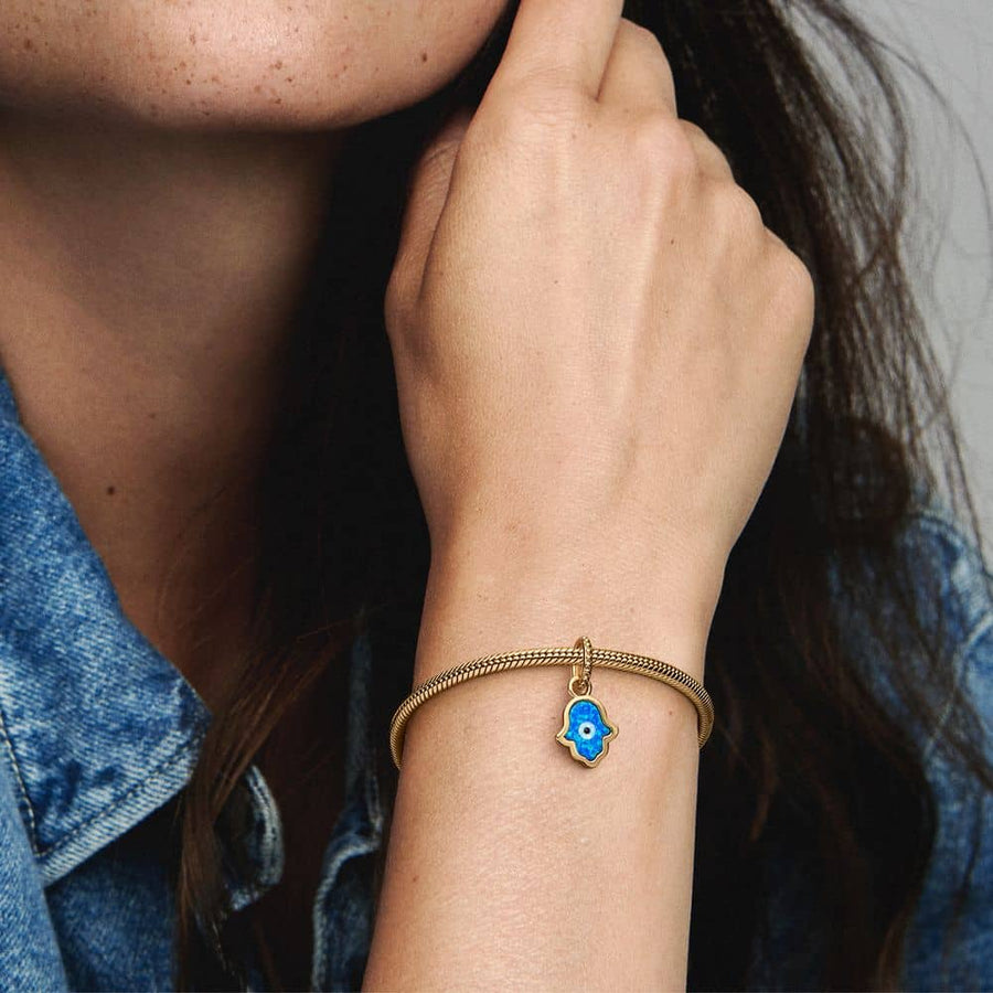 Opalescent Blue Hamsa Hand Dangle Charm - Pandora Lietuva