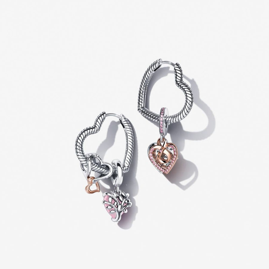 Pandora Moments Heart Charm Hoop Earrings auskarai - Pandora Lietuva