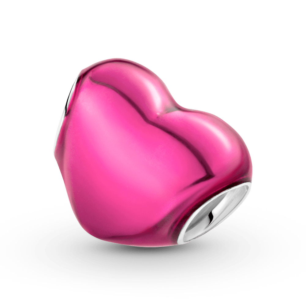 Rausvos širdelės karoliukas - Pandora Lietuva