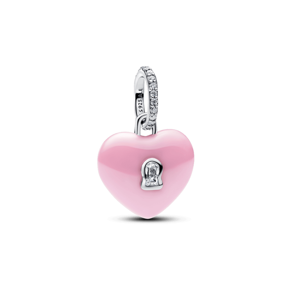 Rožinis keramikinis kabantis karoliukas „Širdies formos spynelė“ - Pandora Lietuva