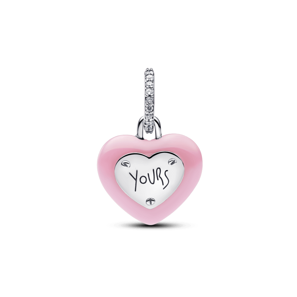 Rožinis keramikinis kabantis karoliukas „Širdies formos spynelė“ - Pandora Lietuva