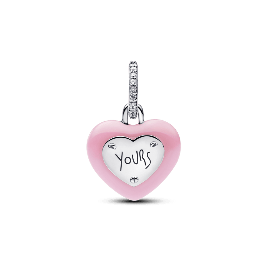 Rožinis keramikinis kabantis karoliukas „Širdies formos spynelė“ - Pandora Lietuva