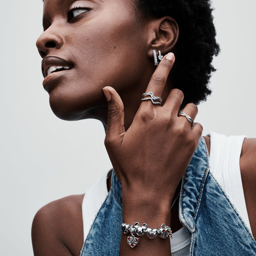 Širdies formos karoliukas „Disnėjaus peliukas Mikis ir pelytė Minė“ - Pandora Lietuva