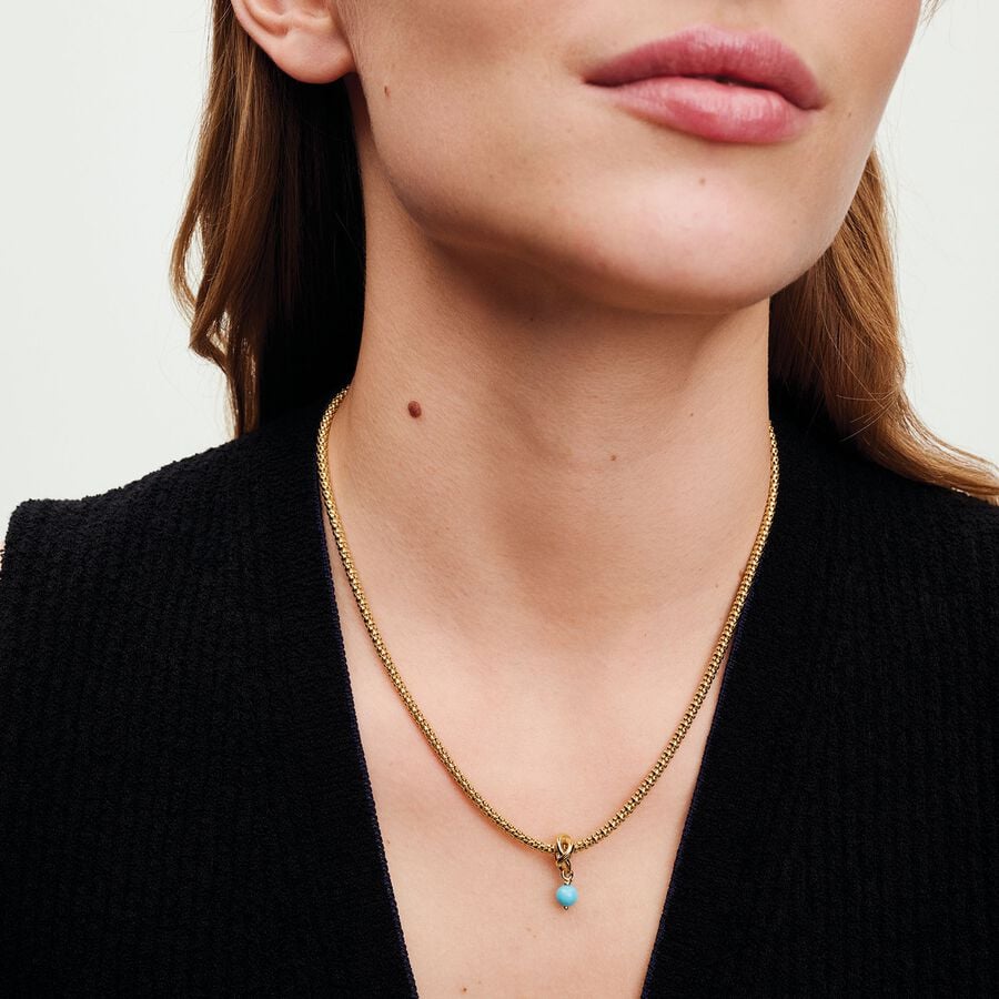 Šlifuotas apvalus kabantis pakabukas „Žalsvai mėlyna begalybė“ - Pandora Lietuva