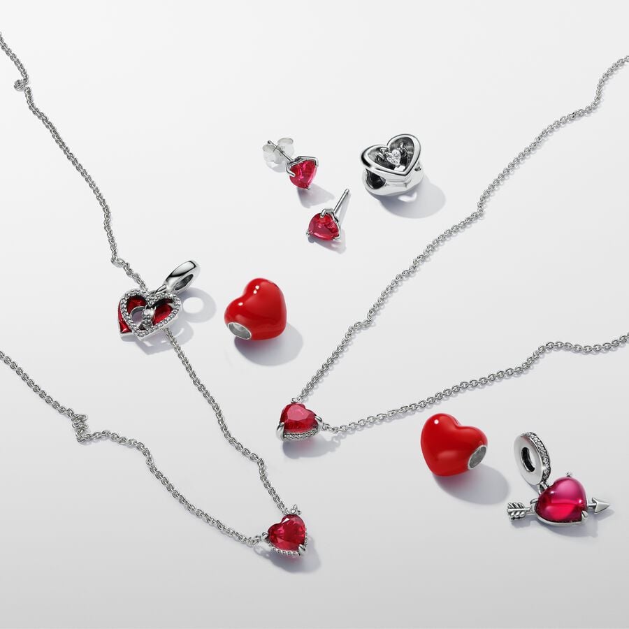 Sparkling Heart Halo Pendant Collier Necklace karoliai - Pandora Lietuva