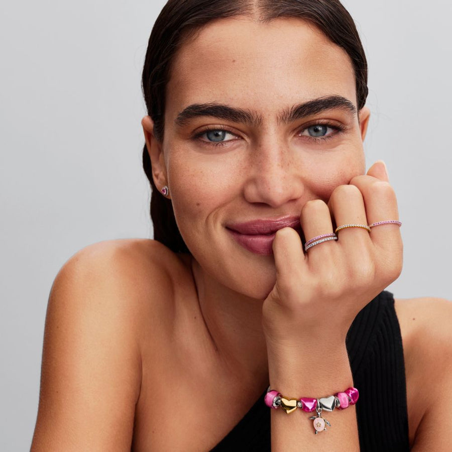 Spindintis rožinio lankelio žiedas - Pandora Lietuva