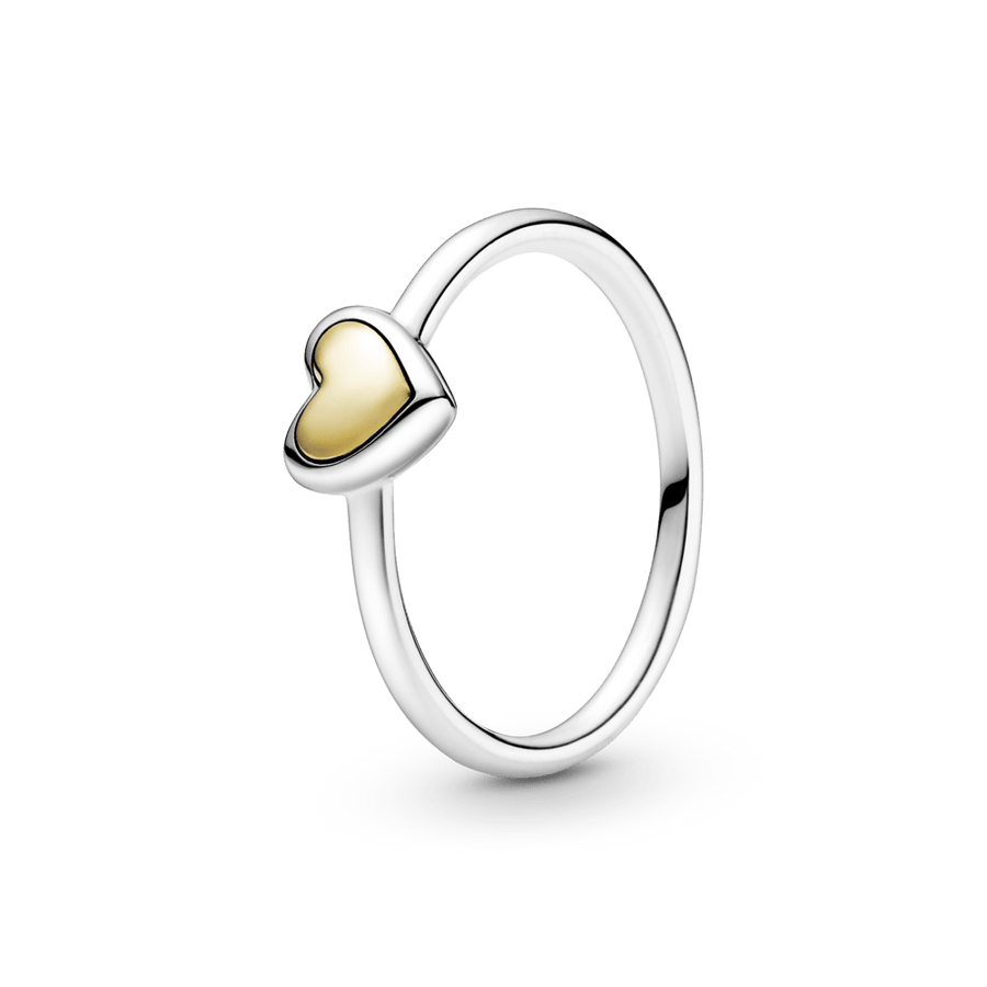 Žiedas su išgaubta auksine širdele - Pandora Lietuva