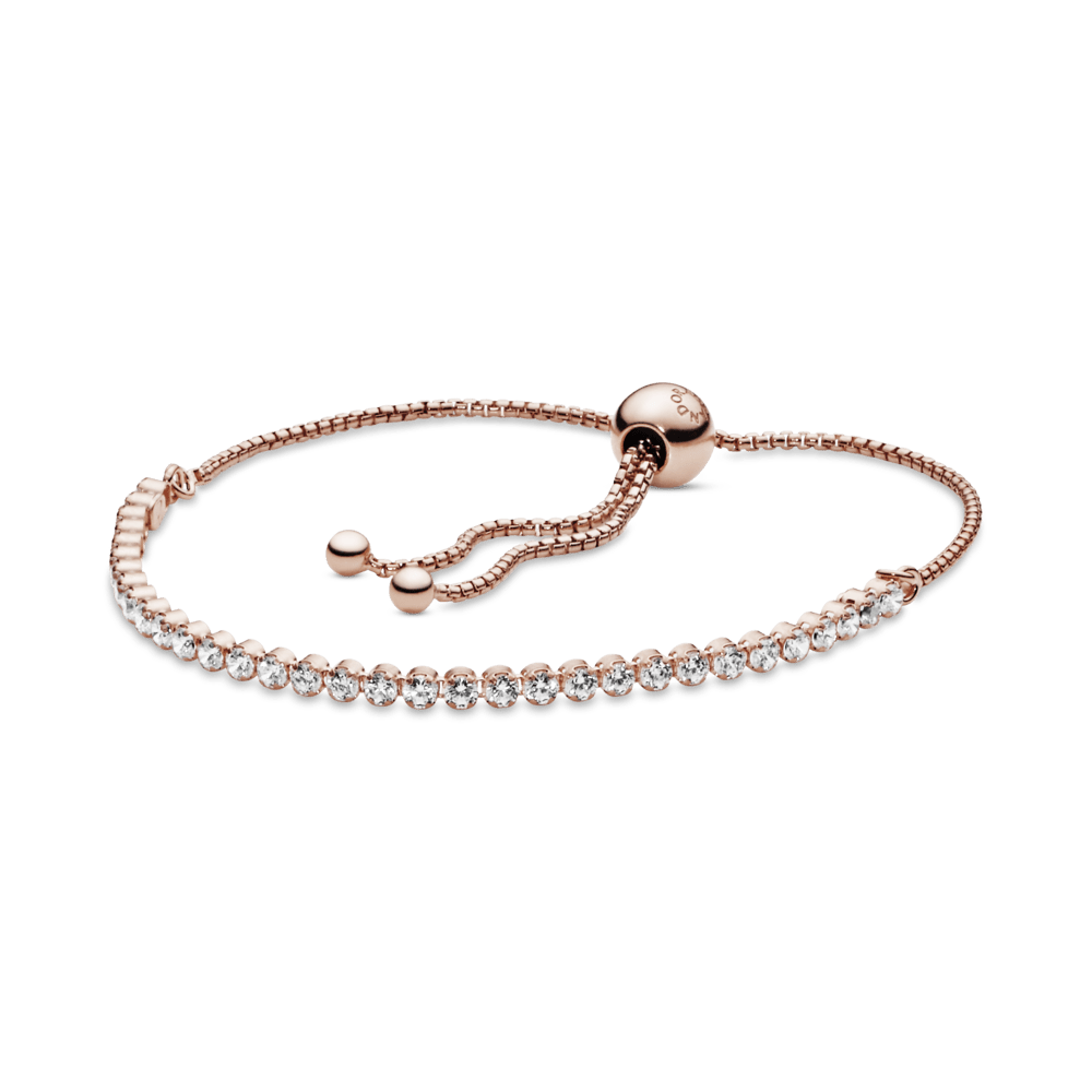 14 karatų rausvojo aukso padengto metalo apyrankė su kubiniu cirkoniu - Pandora Lietuva