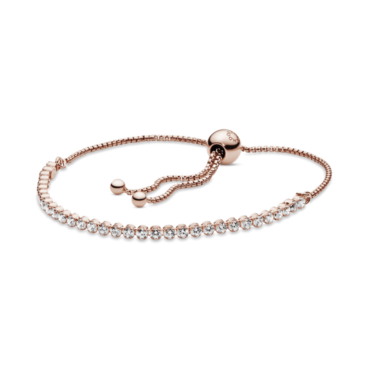 14 karatų rausvojo aukso padengto metalo apyrankė su kubiniu cirkoniu - Pandora Lietuva