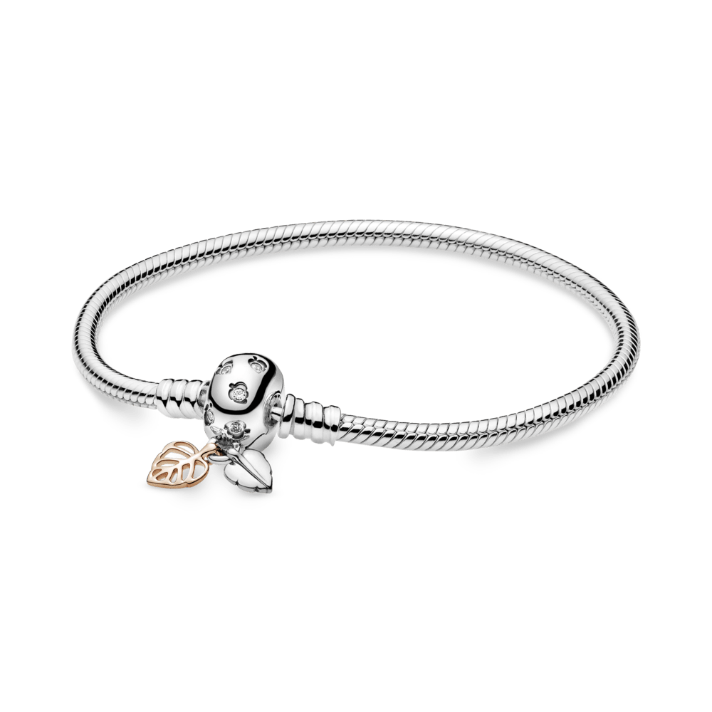 14 karatų rausvuoju aukso padengto metalo gyvatės pynimo apyrankė - Pandora Lietuva