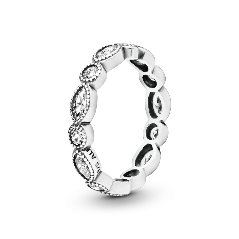 Apvalus ir ovalus begalybės žiedas su kubiniu cirkoniu - Pandora Lietuva