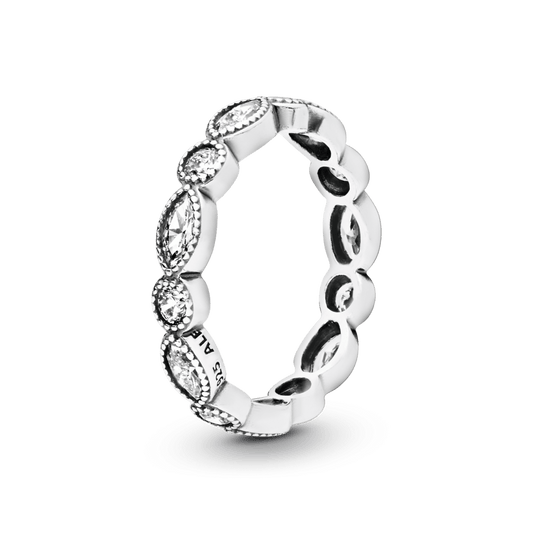 Apvalus ir ovalus begalybės žiedas su kubiniu cirkoniu - Pandora Lietuva
