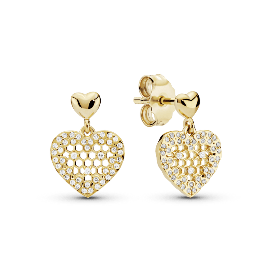 Auskarai Širdis su Korio Nėriniais - Pandora Lietuva