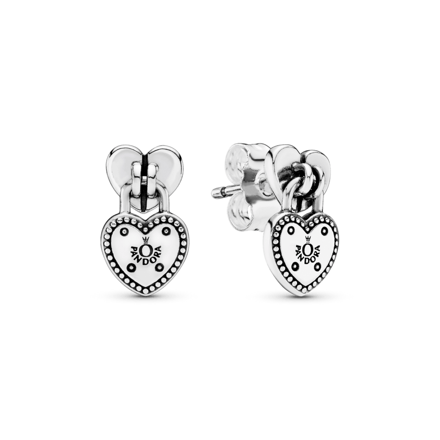 Auskarai Širdis su Spynele - Pandora Lietuva