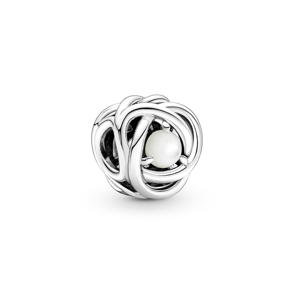 Baltas perlamutrinis amžinybės kilpos karoliukas - Pandora LT