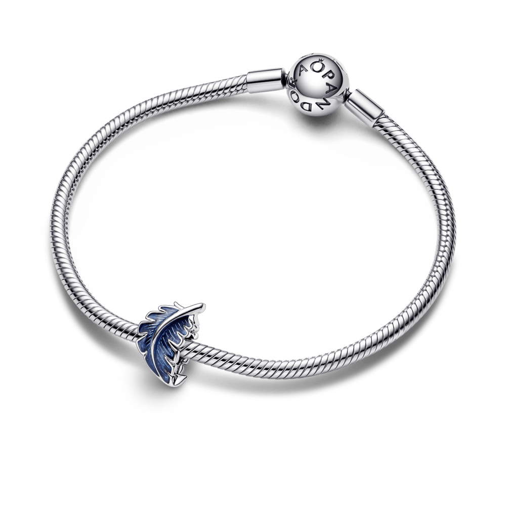 Blue Curved Feather Charm pakabukas - Pandora Lietuva