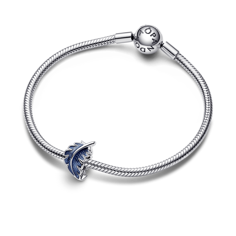 Blue Curved Feather Charm pakabukas - Pandora Lietuva