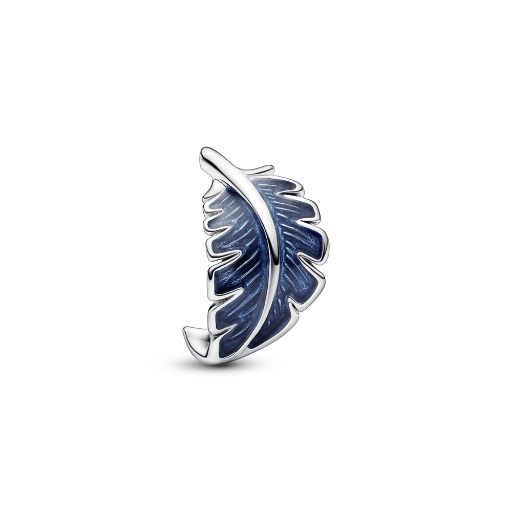 Blue Curved Feather Charm pakabukas - Pandora Lietuva