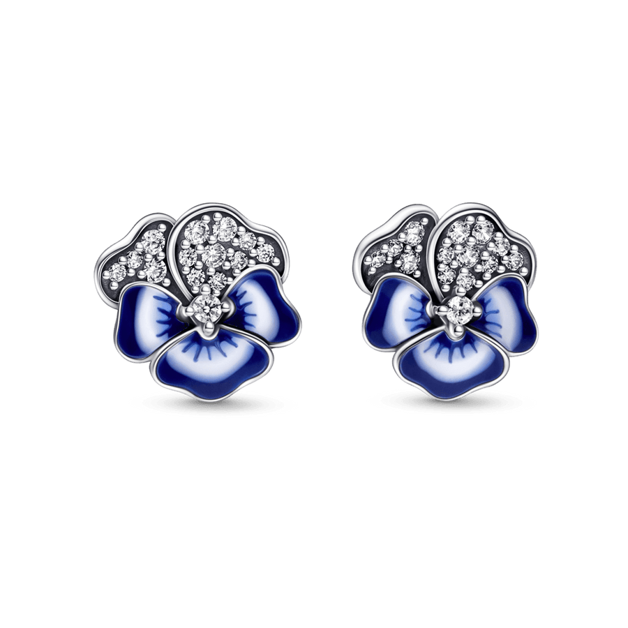 Blue Pansy Flower Stud auskarai - Pandora Lietuva