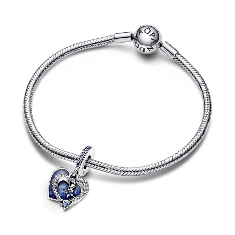 Celestial Shooting Star Heart Double Dangle Charm - Pandora Lietuva