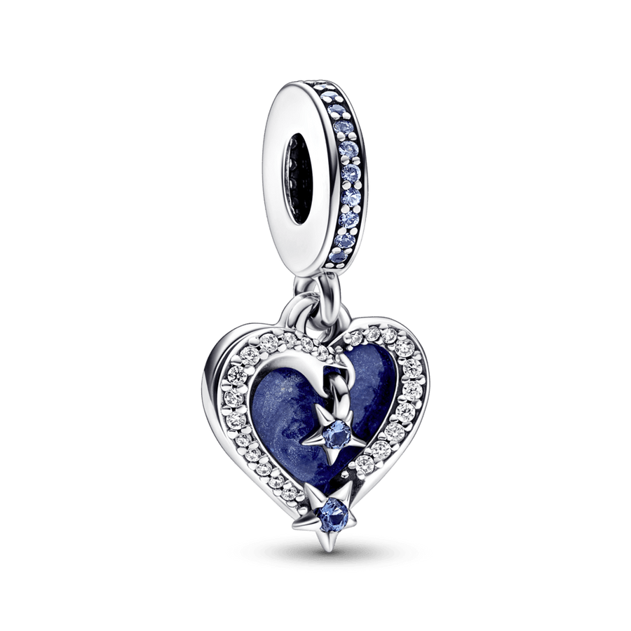 Celestial Shooting Star Heart Double Dangle Charm - Pandora Lietuva