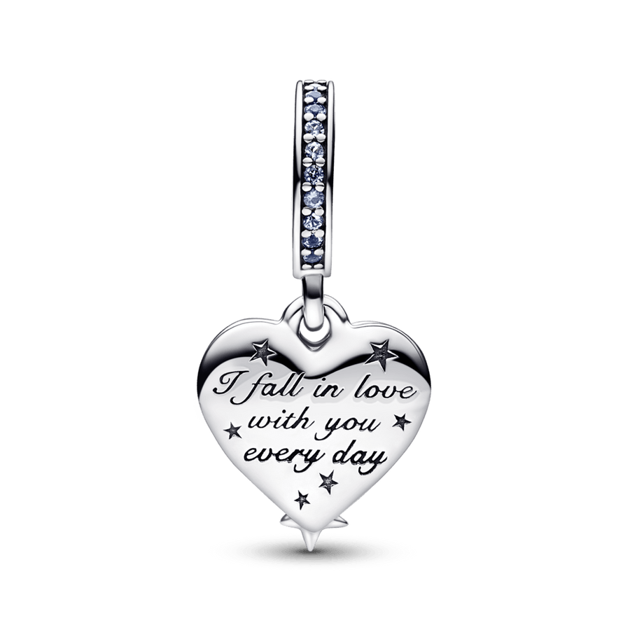 Celestial Shooting Star Heart Double Dangle Charm - Pandora Lietuva