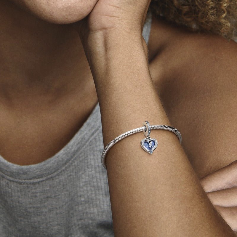 Celestial Shooting Star Heart Double Dangle Charm - Pandora Lietuva