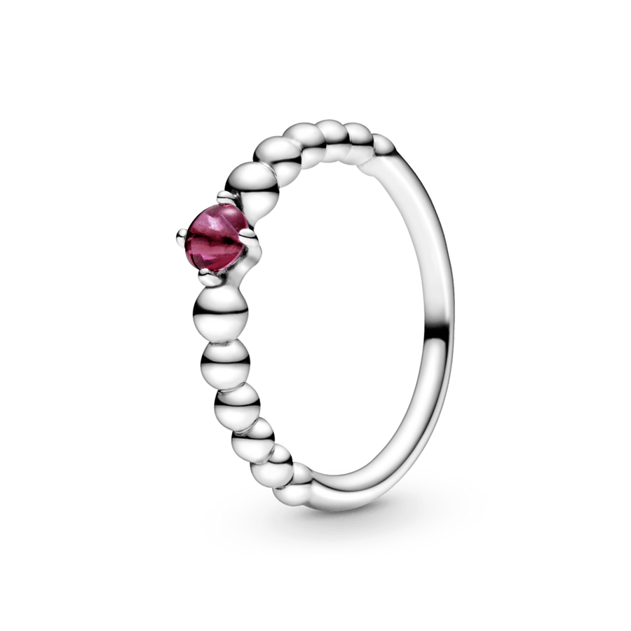 Degantis raudonas žiedas su karoliukais - Pandora LT