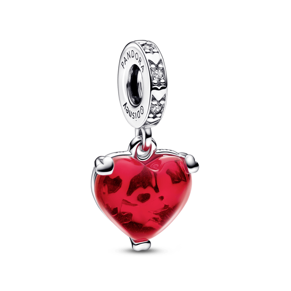 Disney Mickey & Minnie Mouse Kiss Red Murano Glass Dangle Charm - Pandora LT