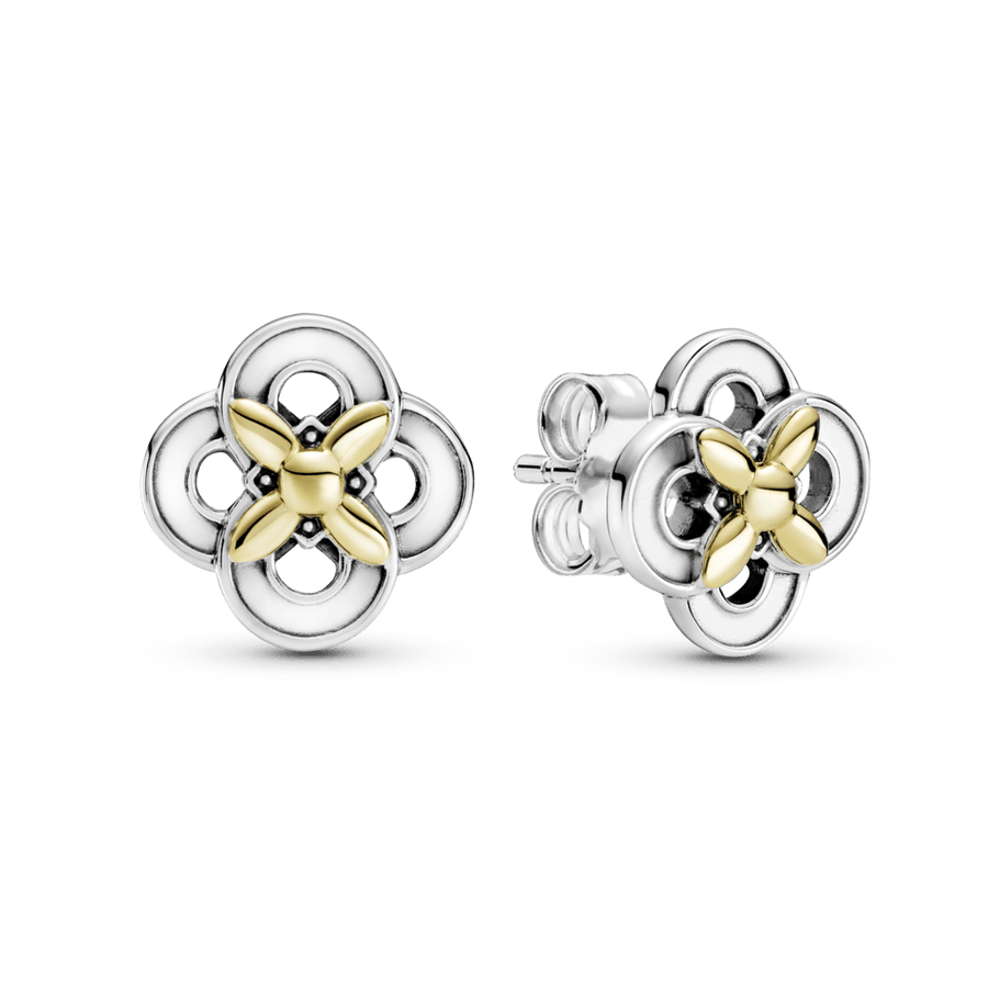 Dviejų atspalvių įveriami gėlių auskarai - Pandora LT