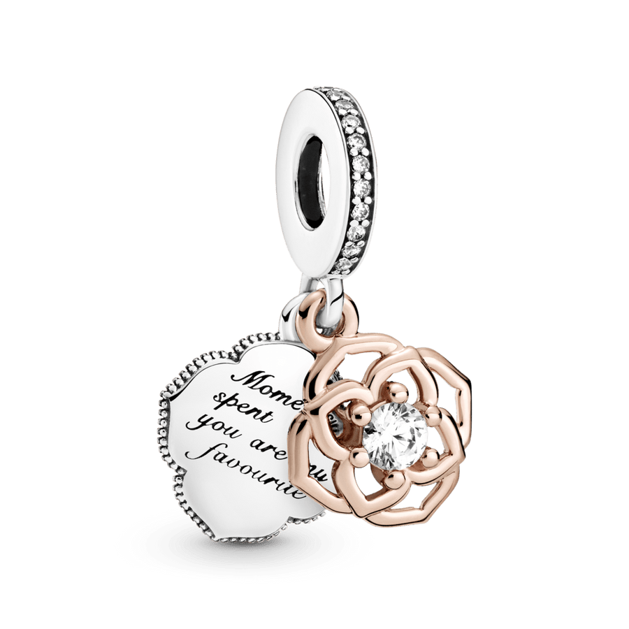 Dviejų atspalvių rožės kabantis karoliukas - Pandora Lietuva