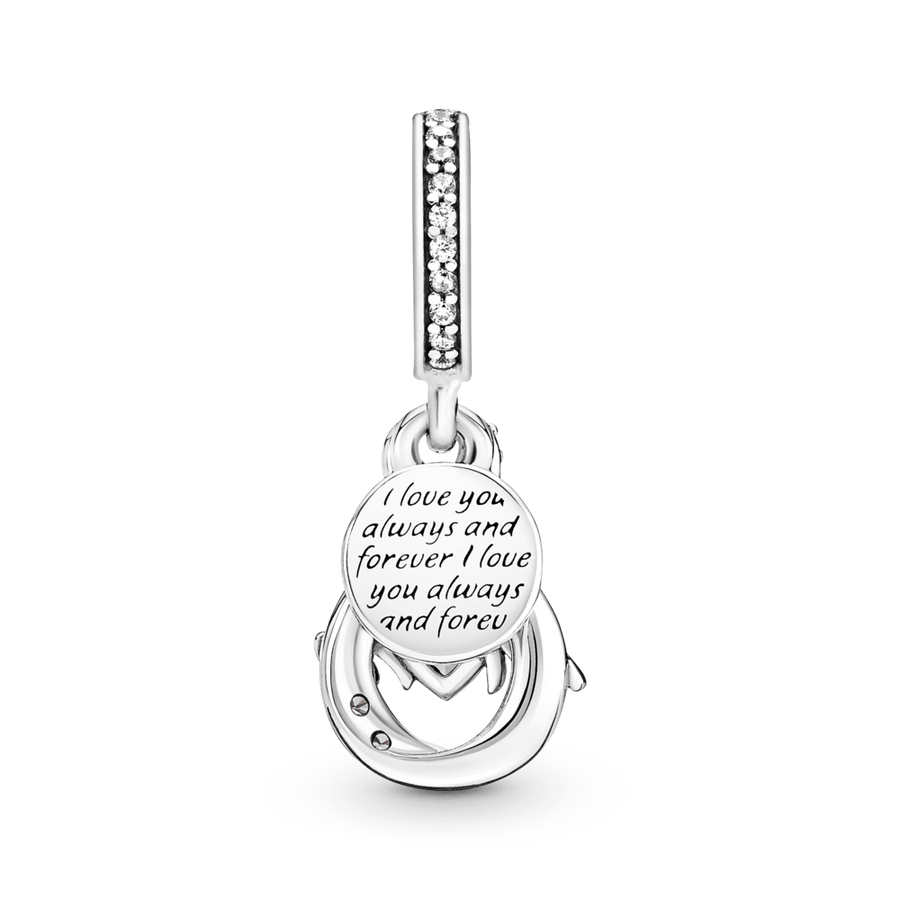 Dvigubas begalybės ir užrašo mama kabantis karoliukas - Pandora LT