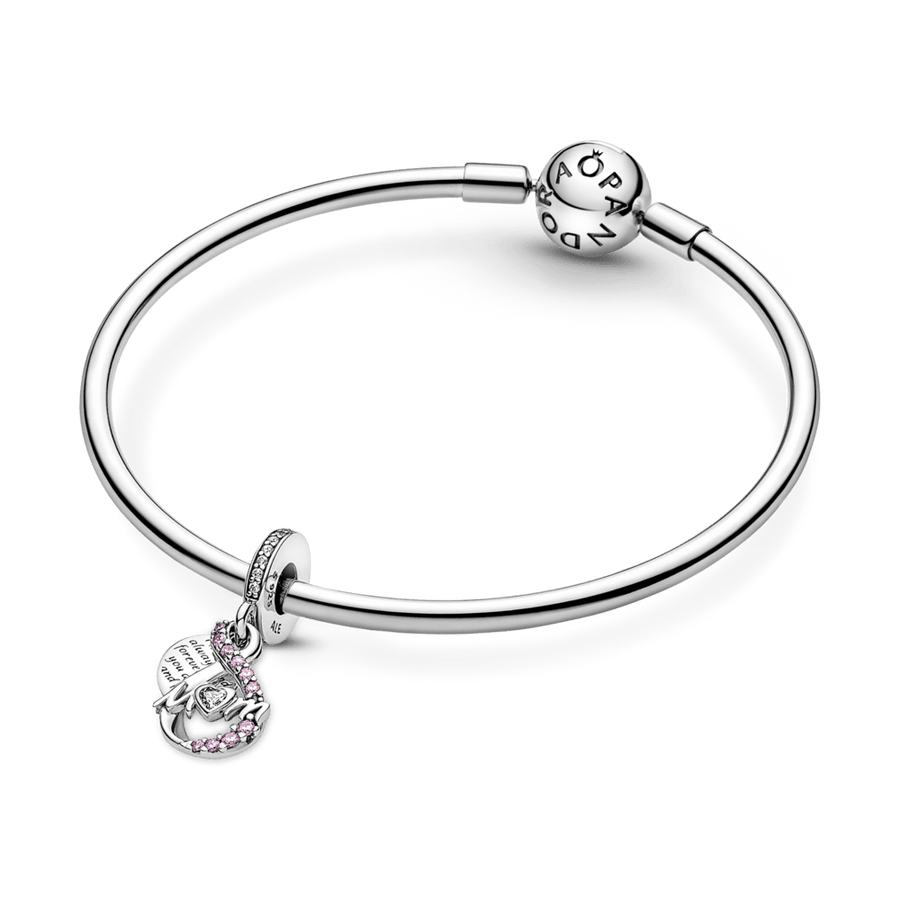 Dvigubas begalybės ir užrašo mama kabantis karoliukas - Pandora LT