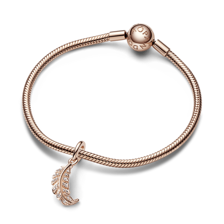 Floating Curved Feather Dangle Charm pakabukas - Pandora Lietuva